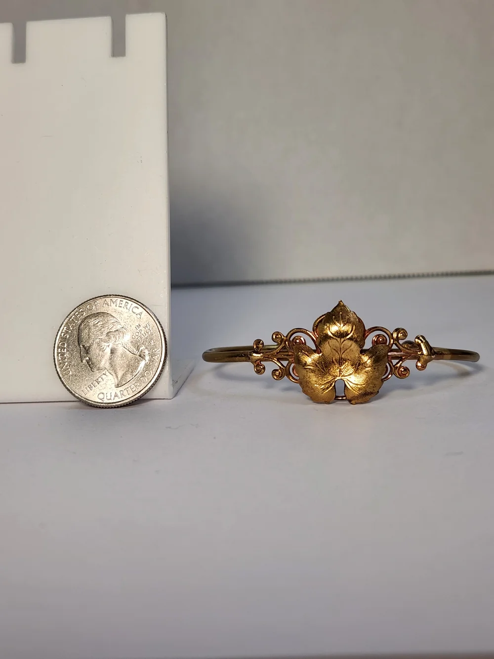 VTG Gold Filled Grapevine Leaf Cuff Victorian Revival Botanical Bracelet